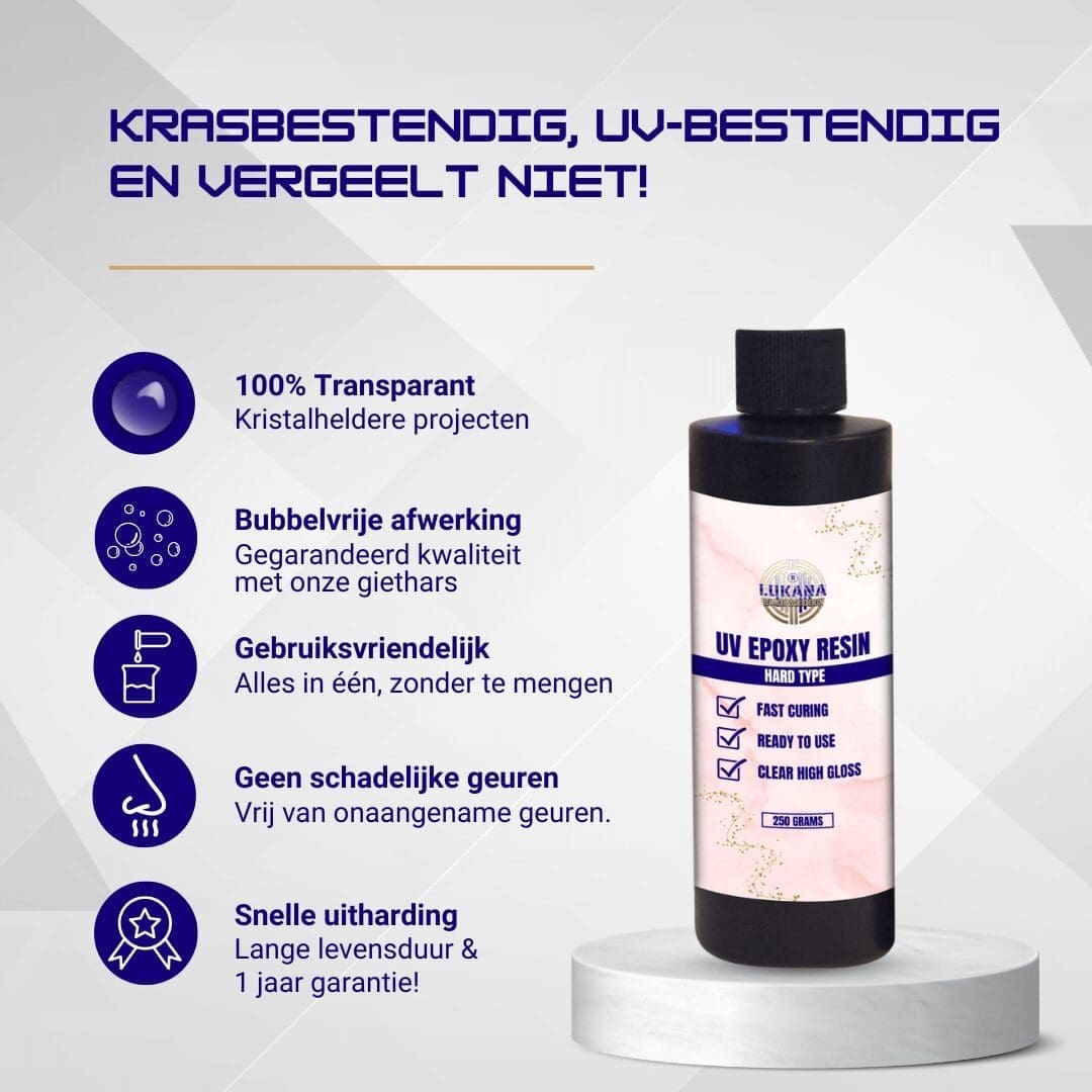 Lukana UV Resin Epoxy Giethars - 250gr - Transparant