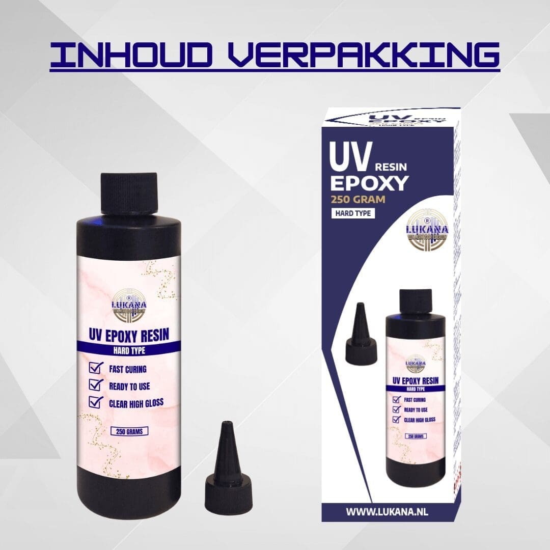 Lukana UV Resin Epoxy Giethars - 250gr - Transparant Inhoud verpakking
