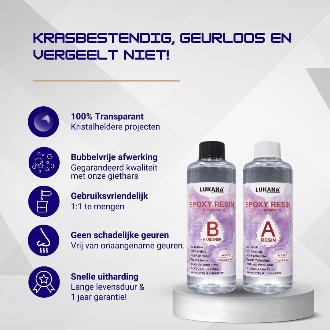 Lukana Epoxy Giethars (A+B) 500 gram Voordelen