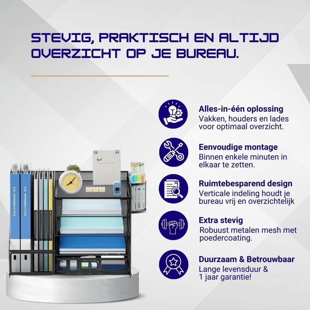 Lukana Bureau Organizer - Brievenbak, Pennenbak en Schuiflade