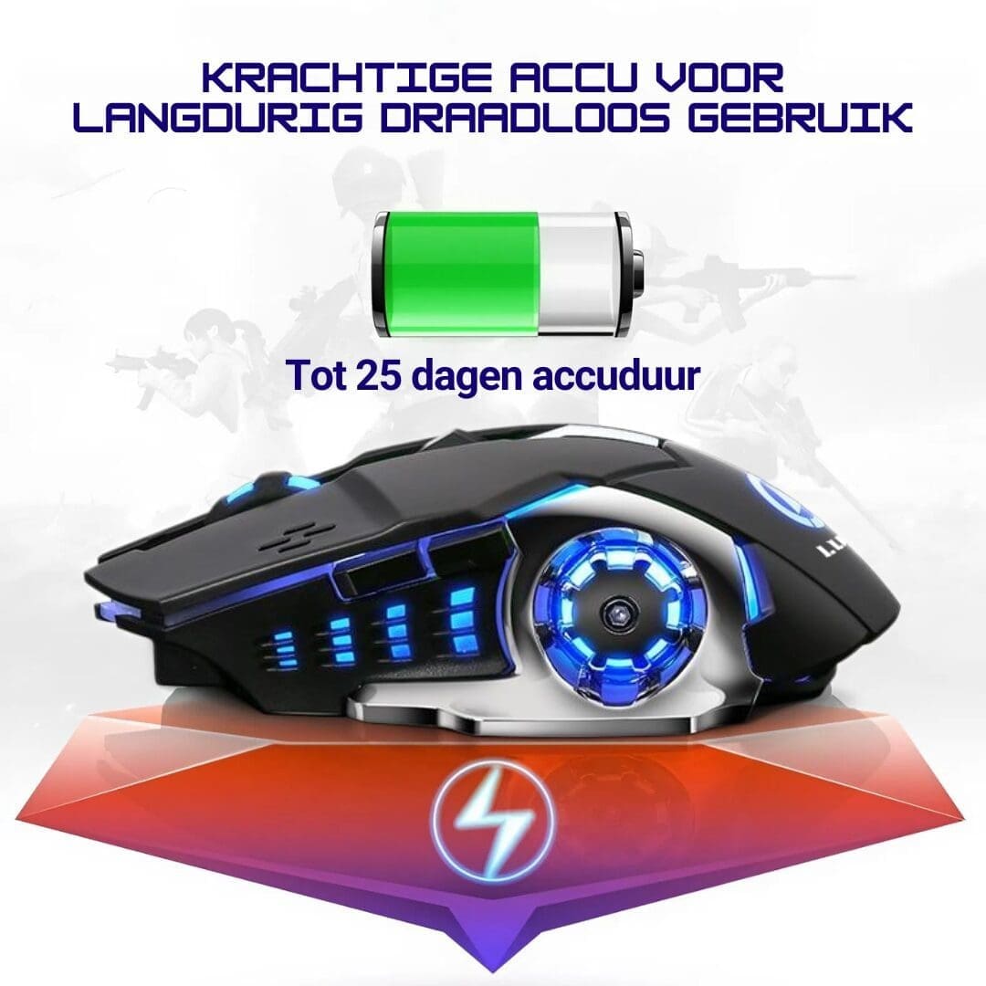 Lukana Draadloze Gaming Muis Accu